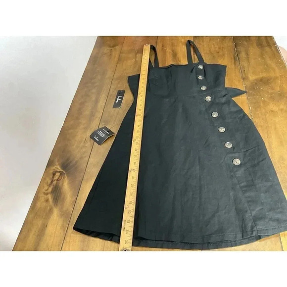Lulu’s Louetta Black Button Down Linen Mini Dress With Bow Accent Size Medium - Picture 4 of 11
